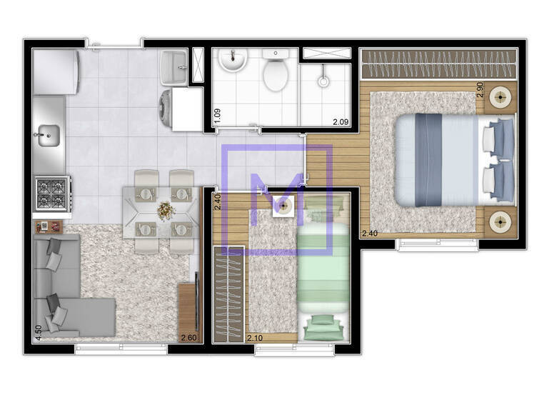 Apartamento à venda com 2 quartos, 32m² - Foto 3