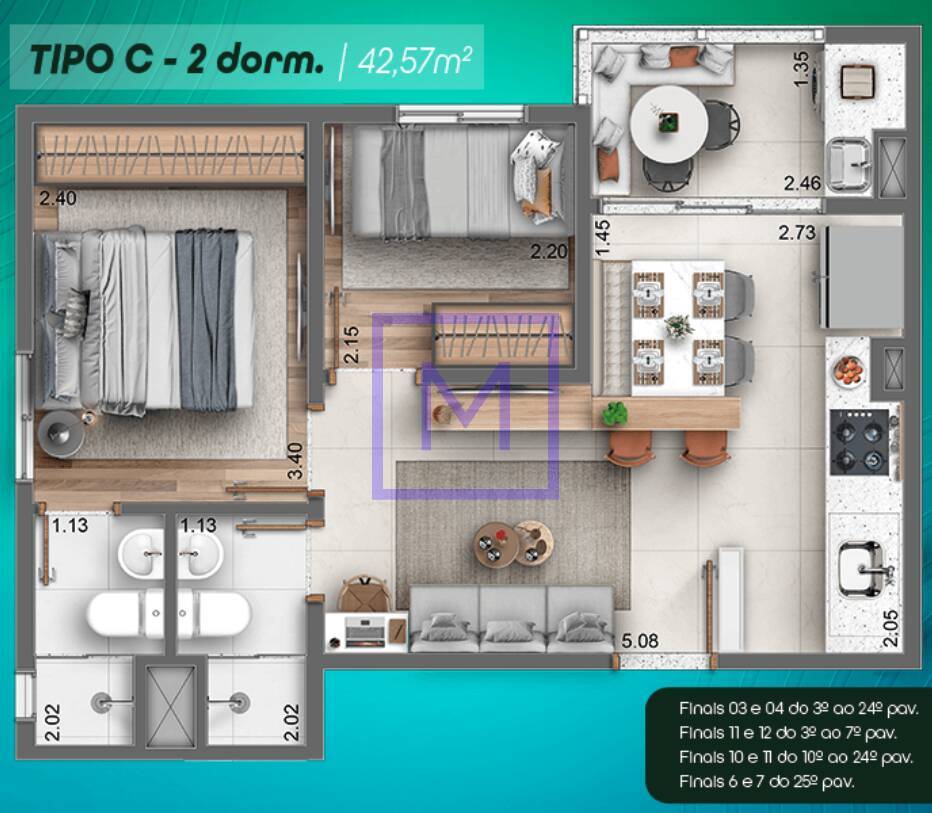 Apartamento à venda com 2 quartos, 42m² - Foto 4