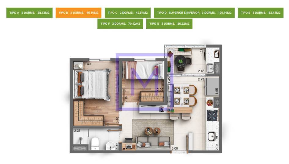 Apartamento à venda com 2 quartos, 42m² - Foto 12