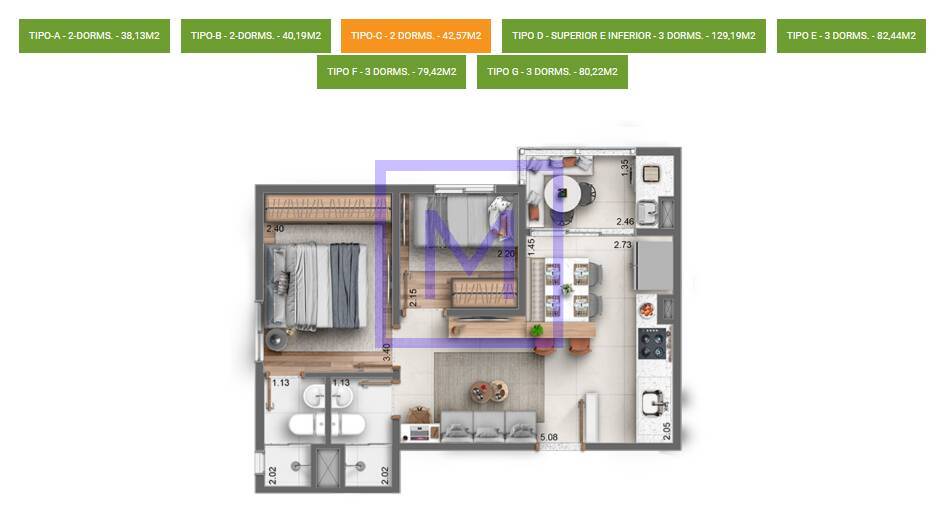 Apartamento à venda com 2 quartos, 42m² - Foto 13